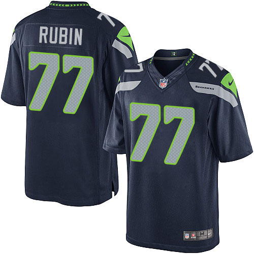 Youth Elite Ahtyba Rubin Nike Jersey Navy Blue Home - #77 NFL Seattle Seahawks